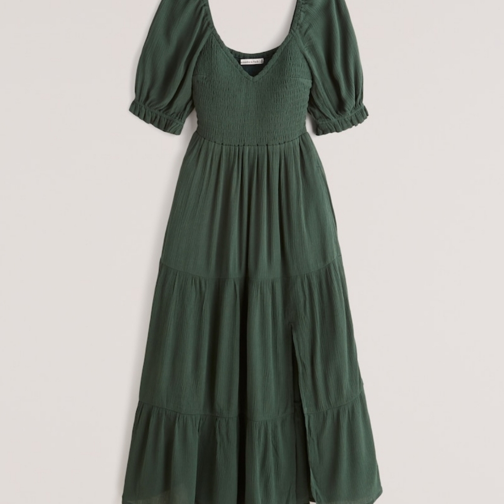 Short Sleeve Smocked Midi Dress
